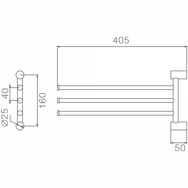 Держатель для полотенец, тройной, поворотный 400 мм, черный HB 8413-7